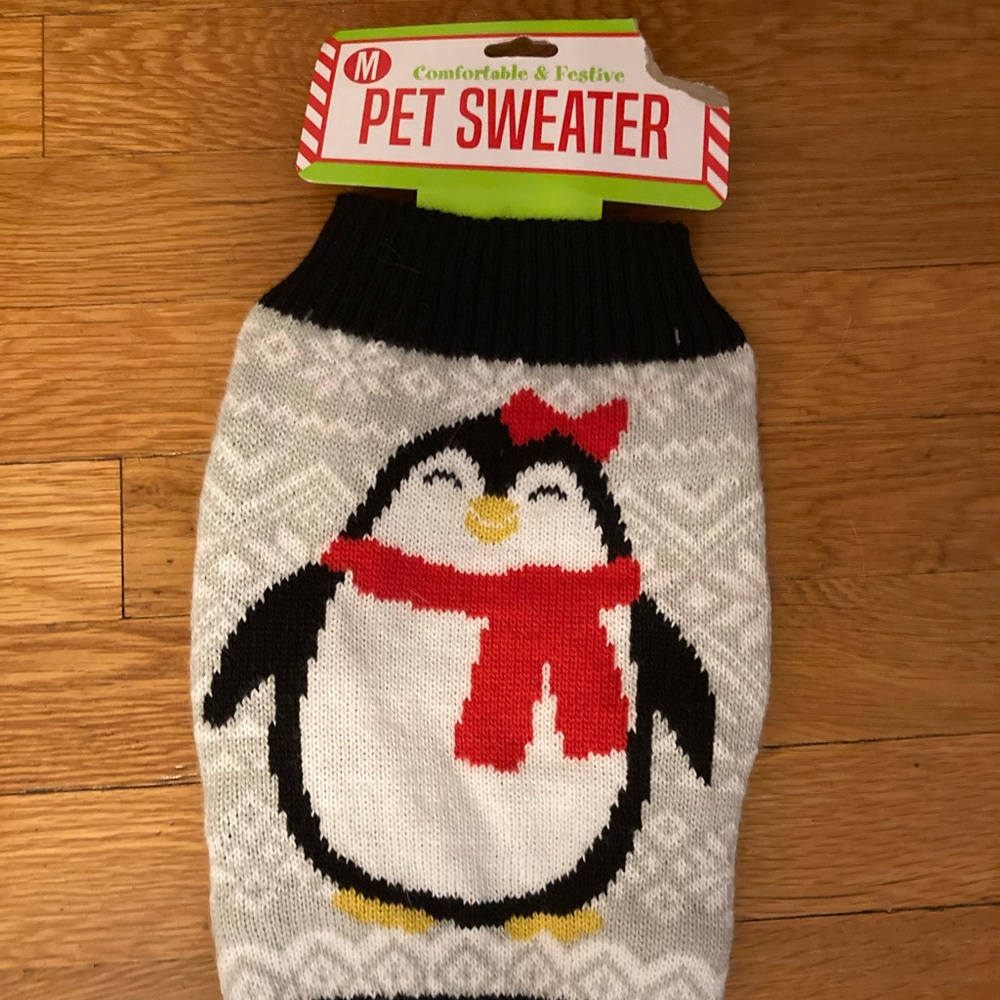 Dog holiday penguin sweater